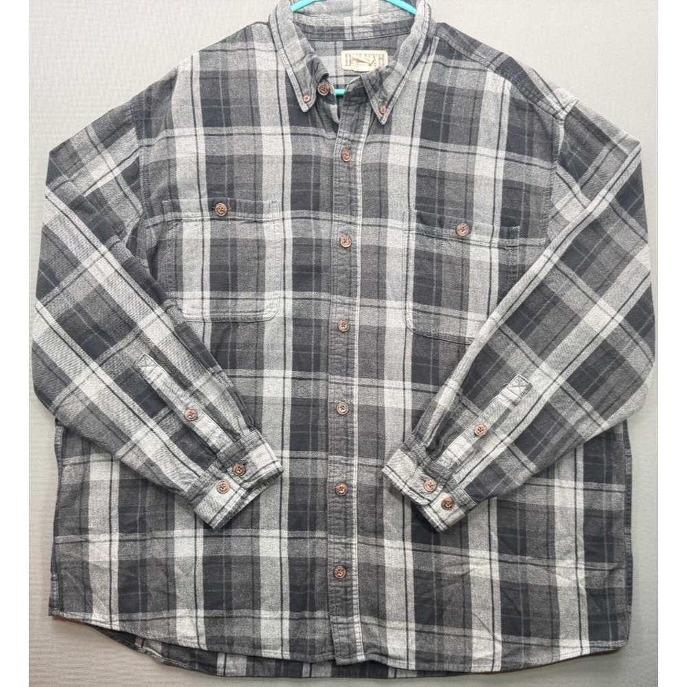Duluth Trading Co. Free Swingin Flannel Shirt Grey Plaid 52007 | Men's 2XL Tall
